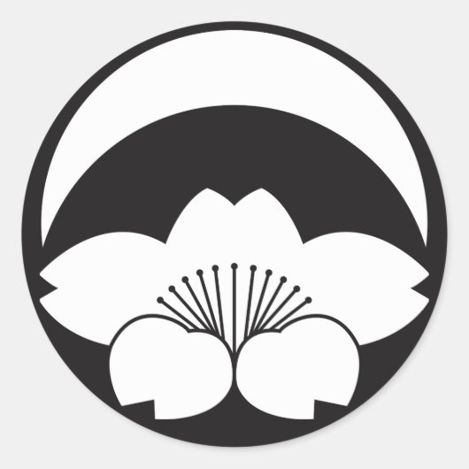 Cherry blossom onder halve maan ronde sticker (Voorkant)