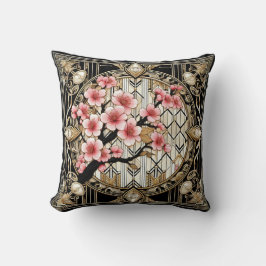 Cherry Blossom op Art Deco Achtergrond Kussen