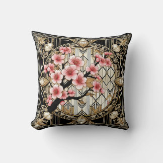 Cherry Blossom op Art Deco Achtergrond Kussen
