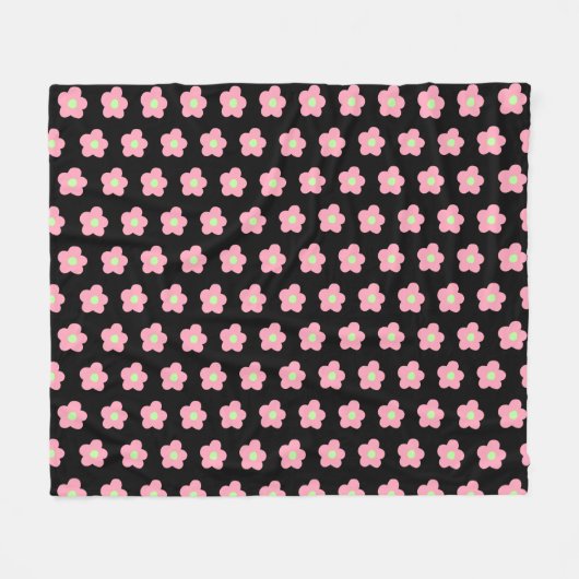 Cherry Blossom op Black Fleece Deken (Voorkant (Horizontaal))