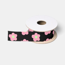 Cherry Blossom op Black Satijnen Lint
