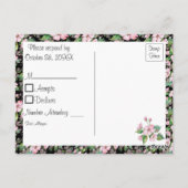 Cherry Blossom op Black Wedding RSVP Briefkaart (Achterkant)