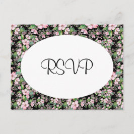 Cherry Blossom op Black Wedding RSVP Briefkaart
