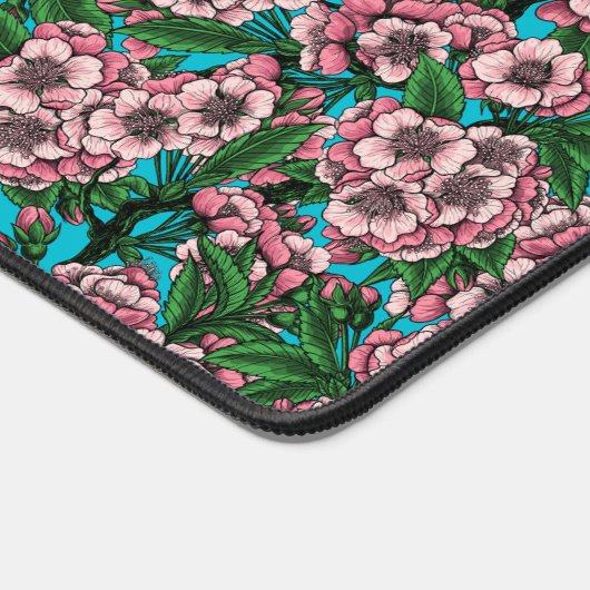 Cherry Blossom op blauw Bureaumat (Hoek)
