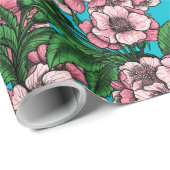 Cherry Blossom op blauw Cadeaupapier (Rol Hoek)