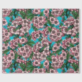 Cherry Blossom op blauw Cadeaupapier (Vlak)