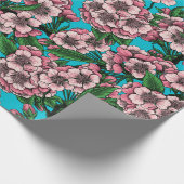 Cherry Blossom op blauw Cadeaupapier (Hoek)