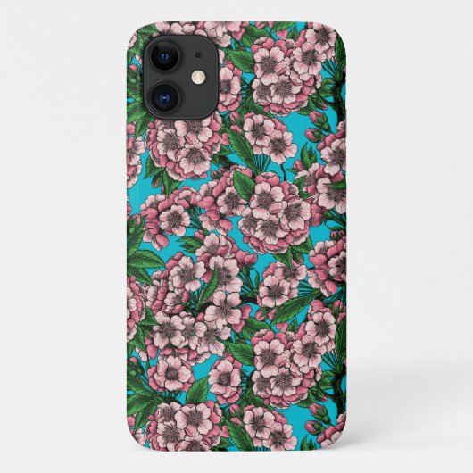 Cherry Blossom op blauw Case-Mate iPhone Case (Achterkant)
