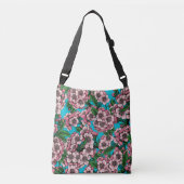 Cherry Blossom op blauw Crossbody Tas (Voorkant)