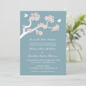 Cherry Blossom op blauw Kaart (Staand voorkant)