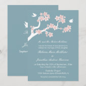 Cherry Blossom op blauw Kaart (Voorkant / Achterkant)