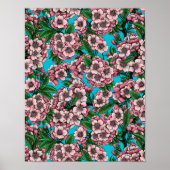 Cherry Blossom op blauw Poster (Voorkant)