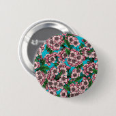 Cherry Blossom op blauw Ronde Button 5,7 Cm (Voorkant /achterkant)