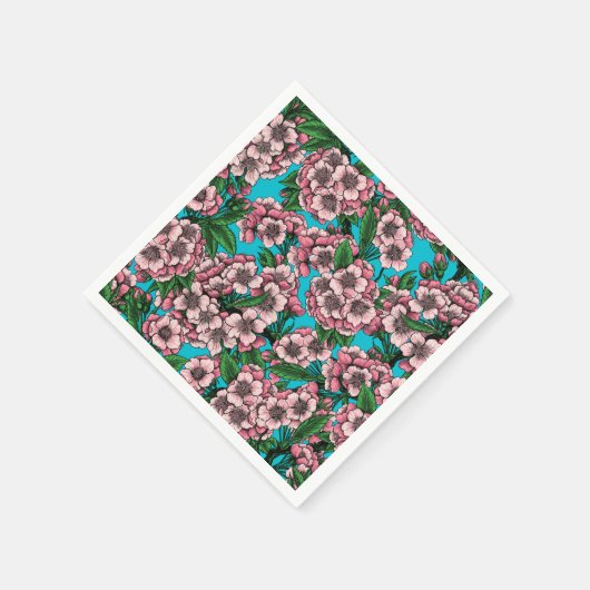 Cherry Blossom op blauw Servet (Hoek)