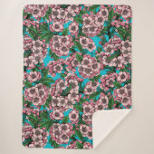 Cherry Blossom op blauw Sherpa Deken (Voorkant)