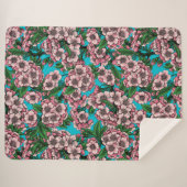 Cherry Blossom op blauw Sherpa Deken (Voorkant (horizontaal))