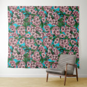 Cherry Blossom op blauw Wandkleed (In Situ (horizontaal))