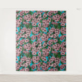 Cherry Blossom op blauw Wandkleed (Voorkant)