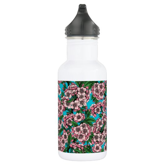 Cherry Blossom op blauw Waterfles (Rechts)