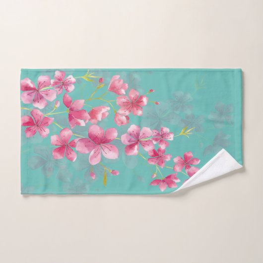 Cherry Blossom op Blauwgroen handdoek (Handdoek)