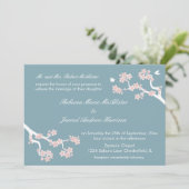Cherry Blossom op blue Landscape Invite Kaart (Staand voorkant)