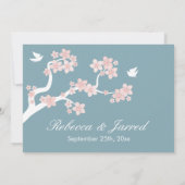 Cherry Blossom op blue Landscape Invite Kaart (Achterkant)