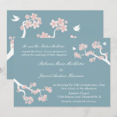 Cherry Blossom op blue Landscape Invite Kaart (Voorkant / Achterkant)