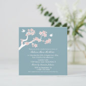 Cherry Blossom op blue Vrijgezellenfeest Invite Kaart (Staand voorkant)