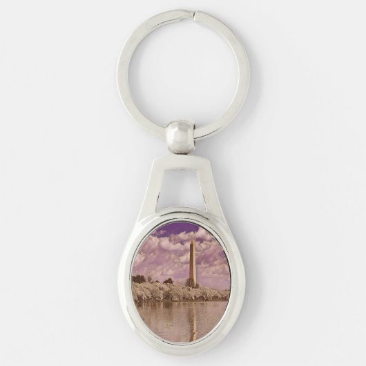 Cherry Blossom op het Washington Monument Keycha Sleutelhanger (Voorkant)