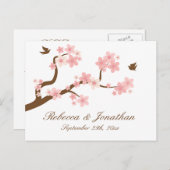 Cherry Blossom op wit RSVP-briefkaart Uitnodiging Briefkaart (Voorkant / Achterkant)