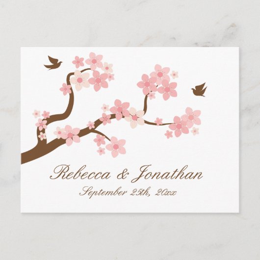 Cherry Blossom op wit RSVP-briefkaart Uitnodiging Briefkaart (Voorkant)