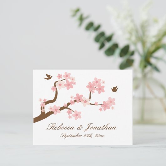 Cherry Blossom op wit RSVP-briefkaart Uitnodiging Briefkaart (Staand voorkant)