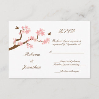 Cherry Blossom op witte RSVP Kaartje