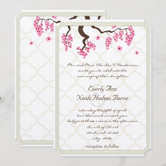 Cherry Blossom Orchard Grove Tree Wedding Kaart (Voorkant / Achterkant)