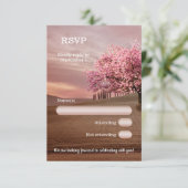 Cherry Blossom Orchard Tree Wedding RSVP Card Kaart (Staand voorkant)