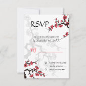 Cherry Blossom Oriental RSVP-uitnodiging RSVP Kaartje (Voorkant)
