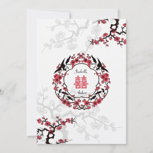 Cherry Blossom Oriental Wedding Kaart (Voorkant)