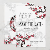Cherry Blossom Oriental Wedding Save the Date (Voorkant / Achterkant)