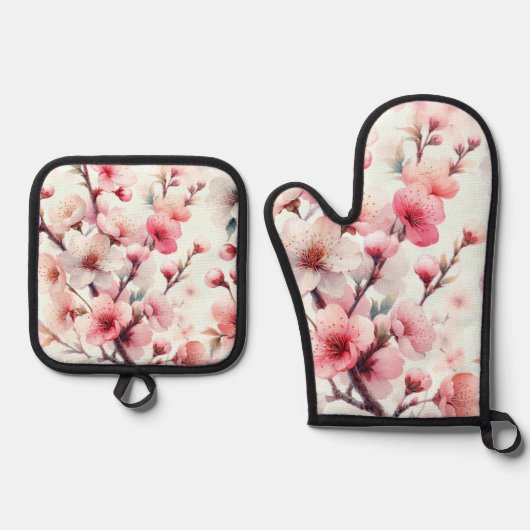 Cherry Blossom Ovenwant & Pannenlap Set (Voorkant)