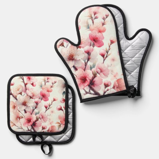 Cherry Blossom Ovenwant & Pannenlap Set (Voorkant / Achterkant)