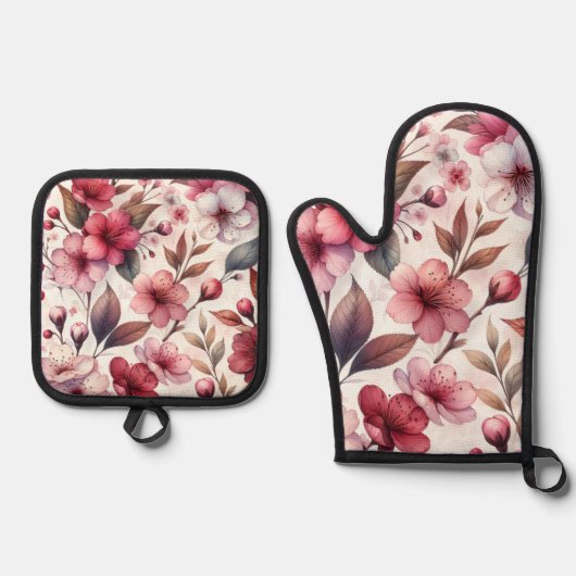 Cherry Blossom Ovenwant & Pannenlap Set (Voorkant)