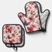Cherry Blossom Ovenwant & Pannenlap Set (Voorkant / Achterkant)