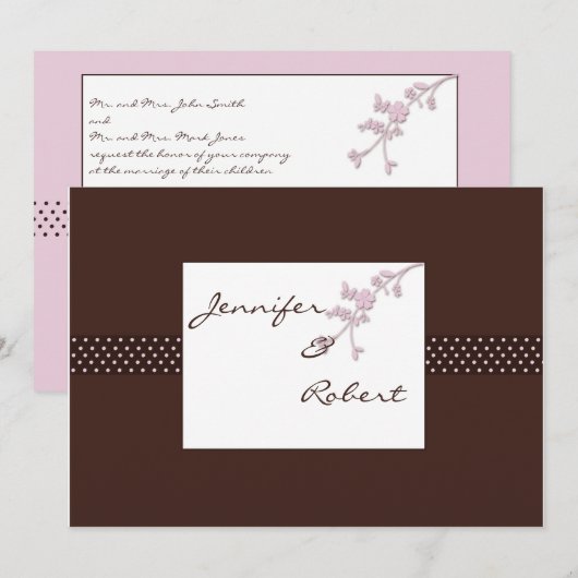 Cherry Blossom over bruinbruiloft Kaart (Voorkant / Achterkant)