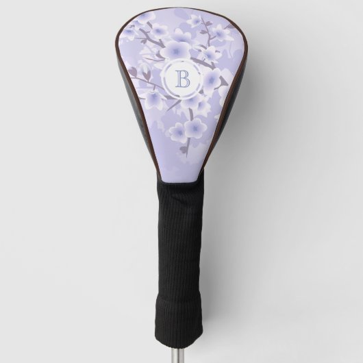 Cherry Blossom Paars Floral Monogram Golfheadcover (Voorkant)
