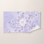 Cherry Blossom Paars Floral Monogram  Handdoek (Handdoek)