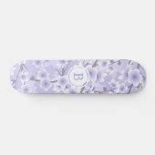 Cherry Blossom Paars Floral Monogram Persoonlijk Skateboard (Horizontaal)