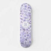 Cherry Blossom Paars Floral Monogram Persoonlijk Skateboard (Voorkant)