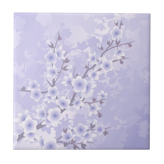 Cherry Blossom Paars Floral Tegeltje (Voorkant)