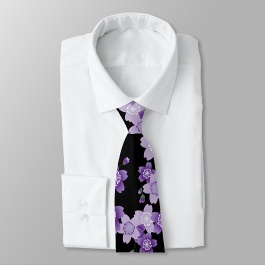 Cherry Blossom Paars Sakura Stropdas (Gebonden)