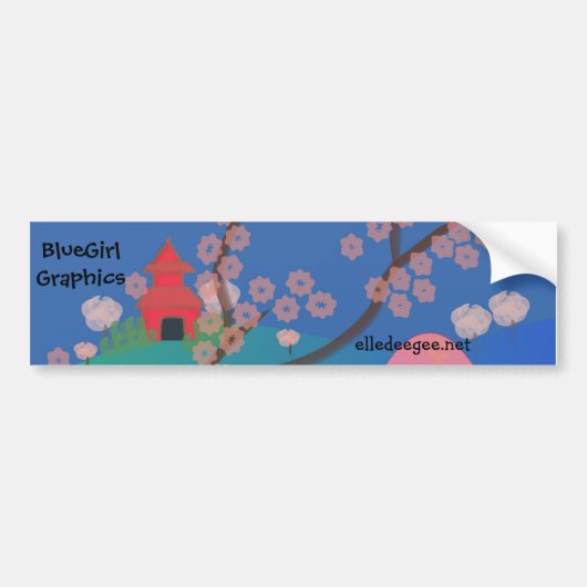 Cherry Blossom Pagoda Bumpersticker (Voorkant)